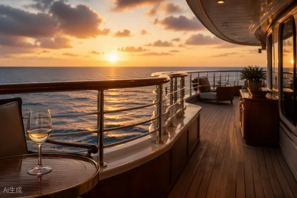 Cubierta de crucero al atardecer