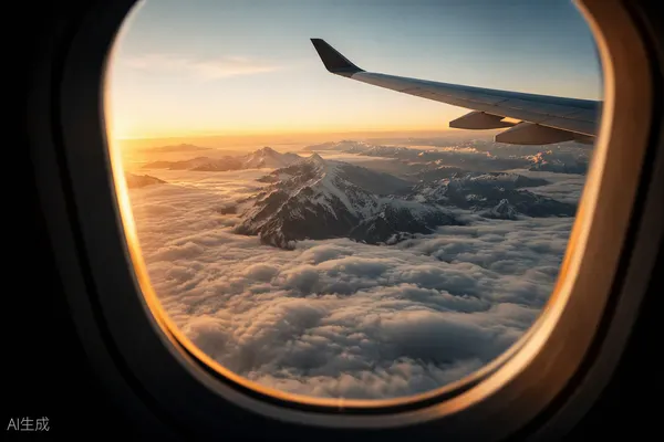 Ventana de avión sobre los Alpes