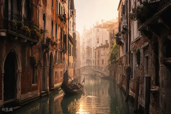Canal de Venecia al amanecer